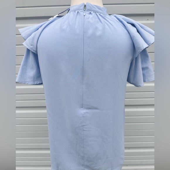 TCEC Light Blue Ruffle Sleeve  Boutique top size S - Picture 4 of 7